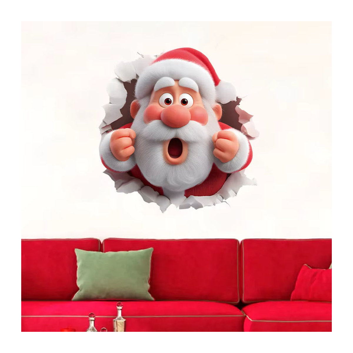 BRUP Cartoon Santa Claus Wandaufkleber aus PVC für Weihnachten, mehrfarbig, abnehmbar für Schlafzimmer, Wohnzimmer und Flur - Bild 4