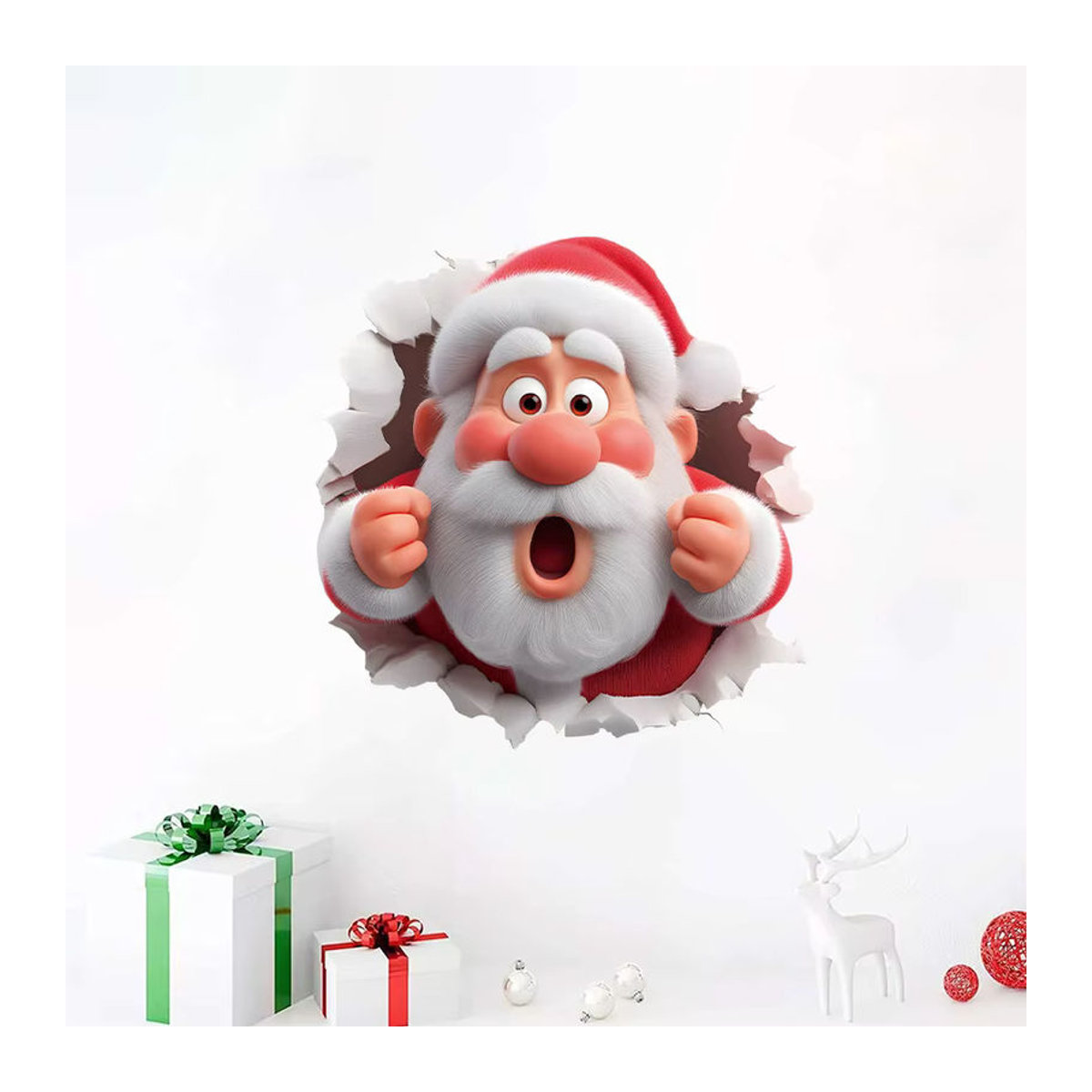 BRUP Cartoon Santa Claus Wandaufkleber aus PVC für Weihnachten, mehrfarbig, abnehmbar für Schlafzimmer, Wohnzimmer und Flur - Bild 5