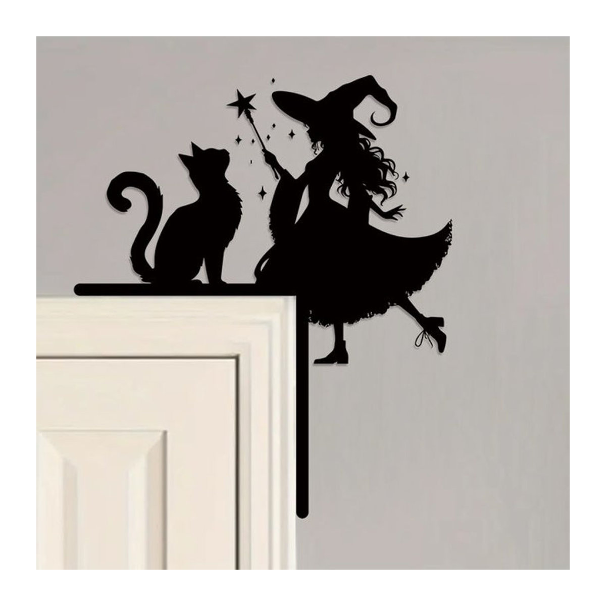 BRUP Halloween Hexenkatze Wandaufkleber aus schwarzem Kunststoff zur Wanddekoration - Bild 1