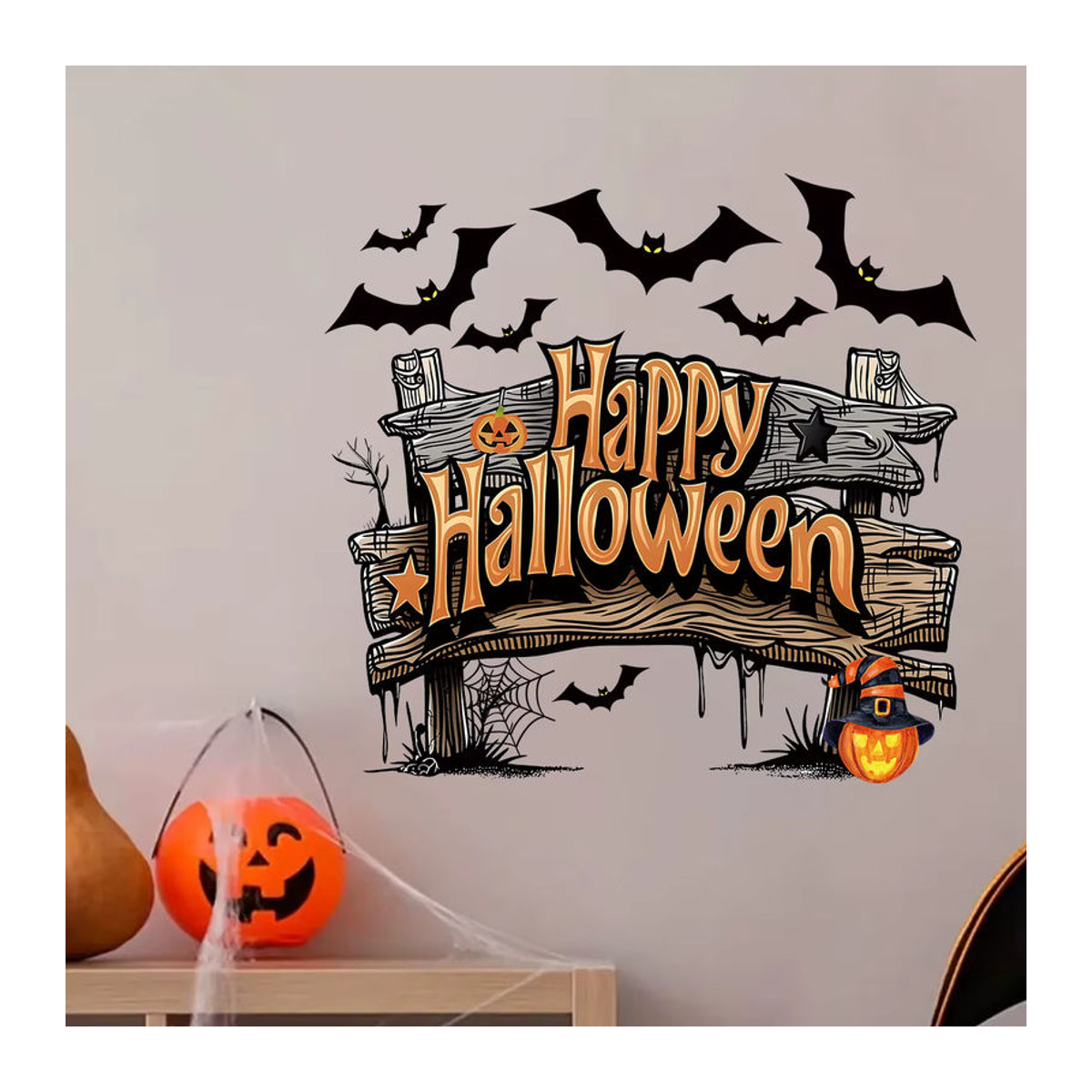 BRUP Halloween Wandaufkleber aus PVC mit Glücklich Motiv, Mehrfarbig, Abnehmbare Wanddekoration für Schlafzimmer, Küche und Wohnzimmer - Bild 3