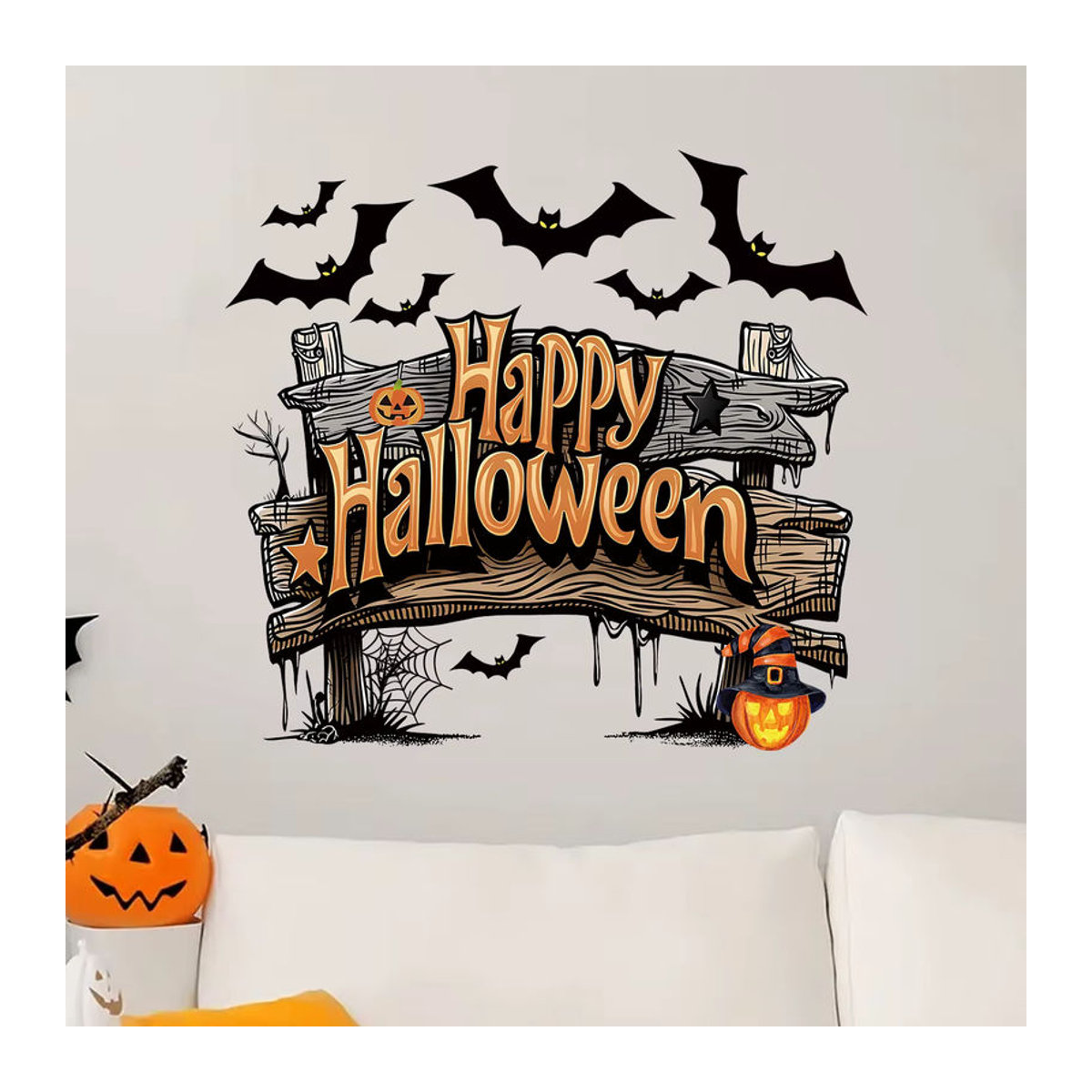 BRUP Halloween Wandaufkleber aus PVC mit Glücklich Motiv, Mehrfarbig, Abnehmbare Wanddekoration für Schlafzimmer, Küche und Wohnzimmer - Bild 4