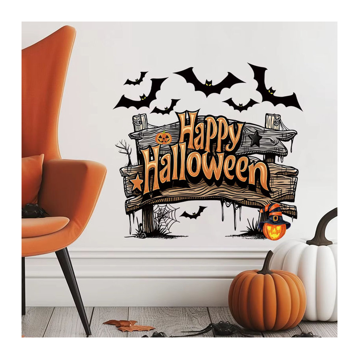 BRUP Halloween Wandaufkleber aus PVC mit Glücklich Motiv, Mehrfarbig, Abnehmbare Wanddekoration für Schlafzimmer, Küche und Wohnzimmer - Bild 5