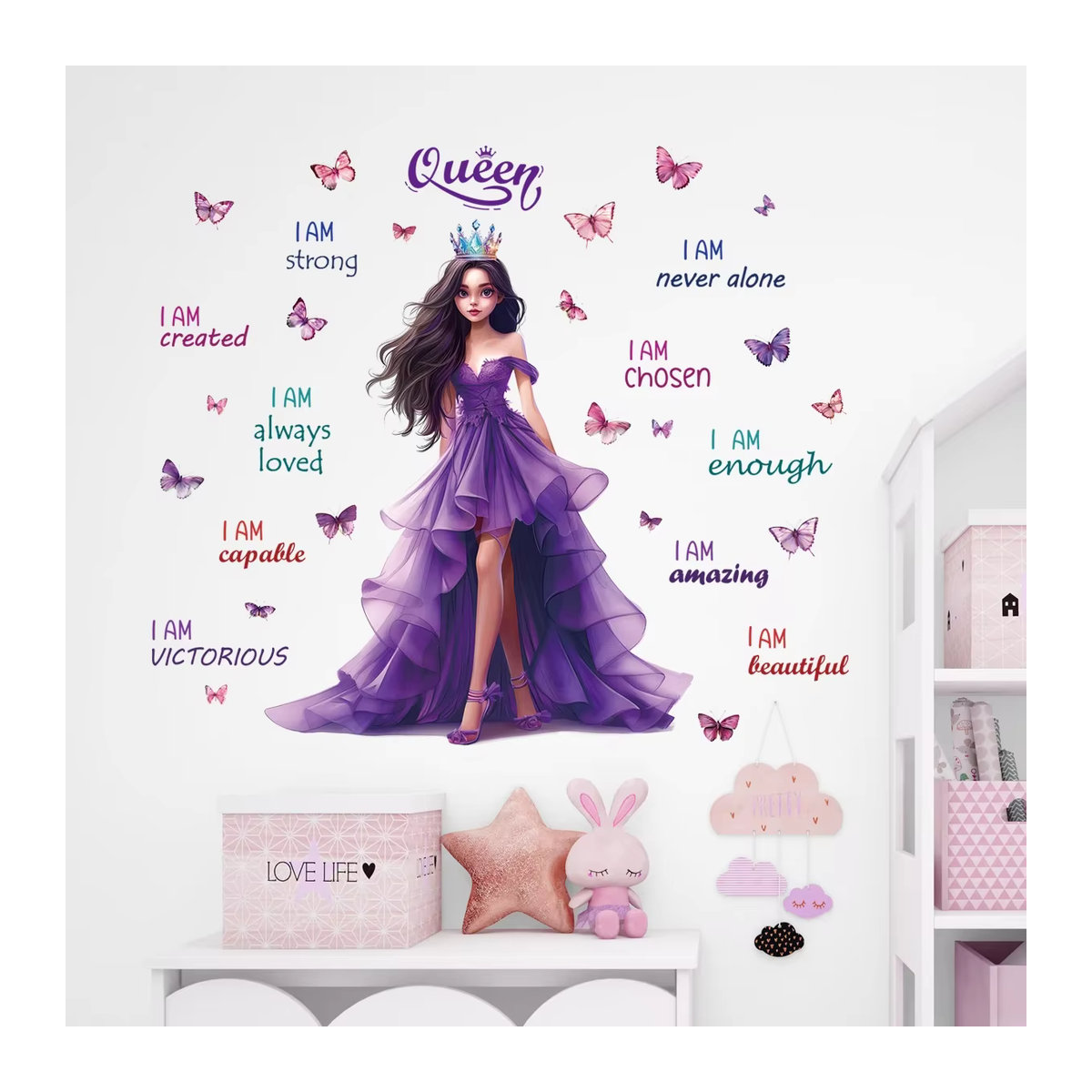 BRUP Prinzessin Schmetterlinge Wandaufkleber für das Kinderzimmer in Lila und Mehrfarbig - Bild 3