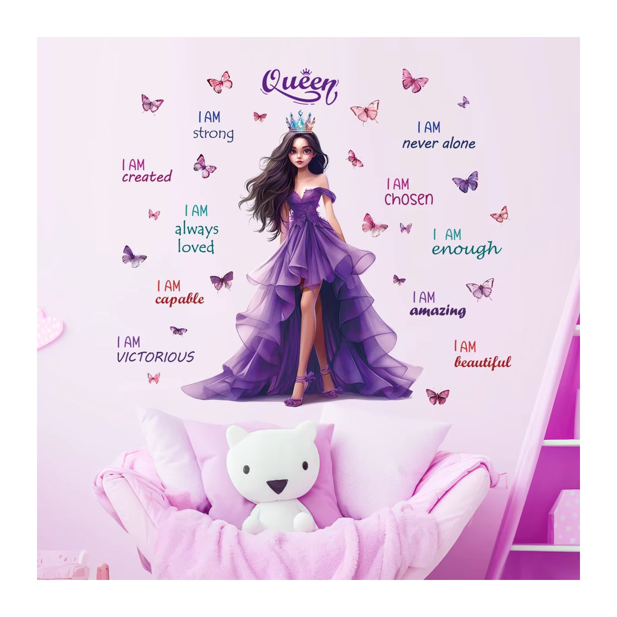 BRUP Prinzessin Schmetterlinge Wandaufkleber für das Kinderzimmer in Lila und Mehrfarbig - Bild 4