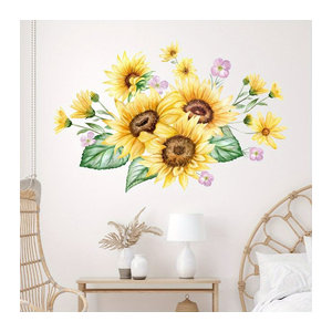 BRUP Sonnenblumen Wandtattoo Gelb Bohemian Floral Wanddekoration für Kinderzimmer Schlafzimmer und Wohnzimmer