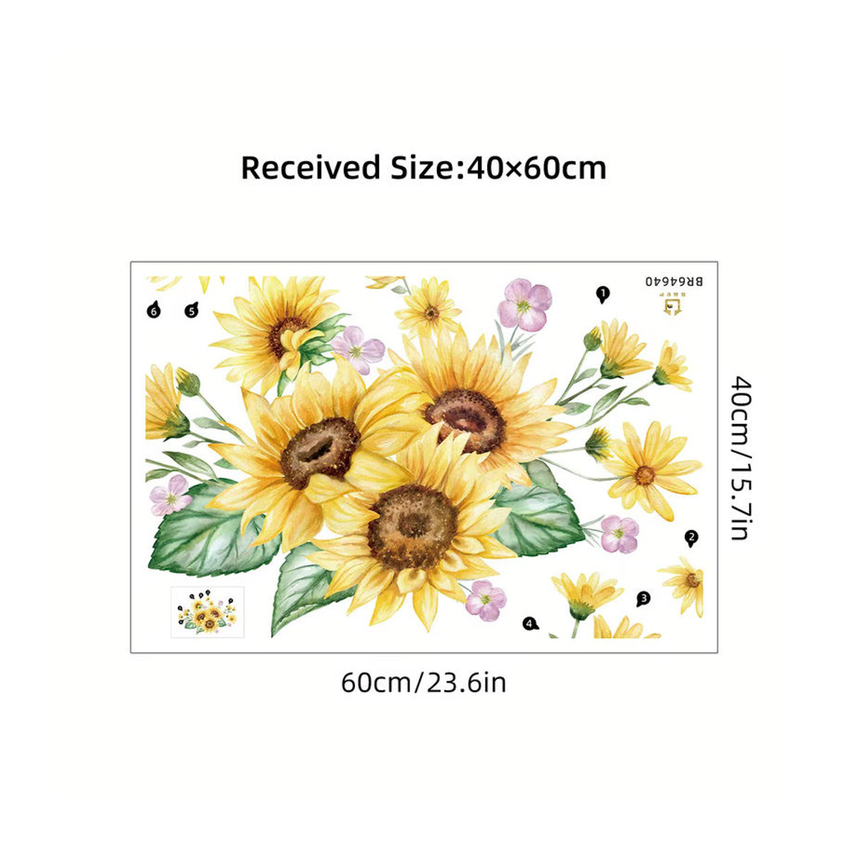 BRUP Sonnenblumen Wandtattoo Gelb Bohemian Floral Wanddekoration für Kinderzimmer Schlafzimmer und Wohnzimmer - Bild 2
