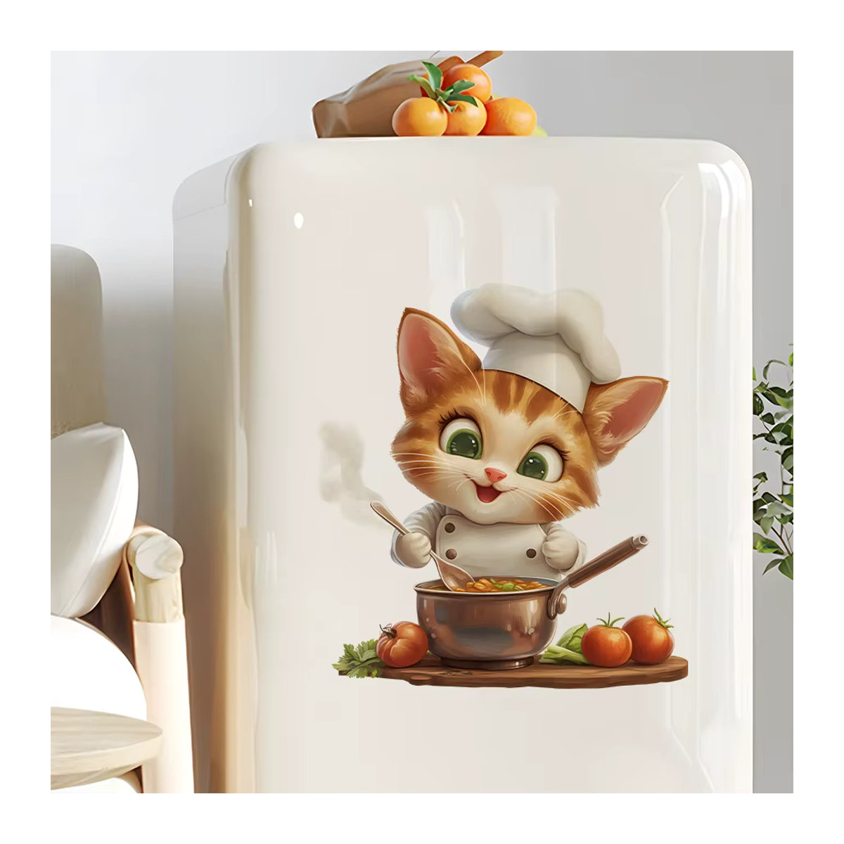 BRUP Wandaufkleber Chef-Katze im Cartoon-Stil, mehrfarbig, selbstklebend und abnehmbar für Küche, Kinderzimmer oder Café - Bild 3