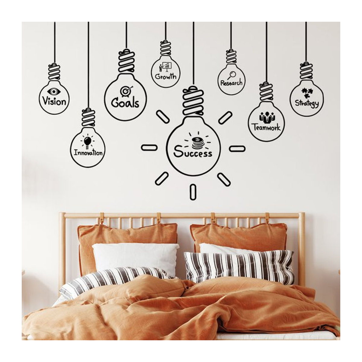 BRUP Wandaufkleber im Glühbirnen-Design für Kinderzimmer und Schlafzimmer, Schwarz, minimalistisch - Bild 1