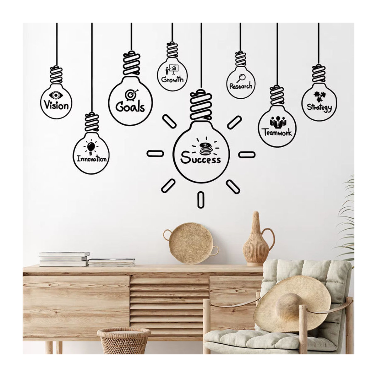 BRUP Wandaufkleber im Glühbirnen-Design für Kinderzimmer und Schlafzimmer, Schwarz, minimalistisch - Bild 2