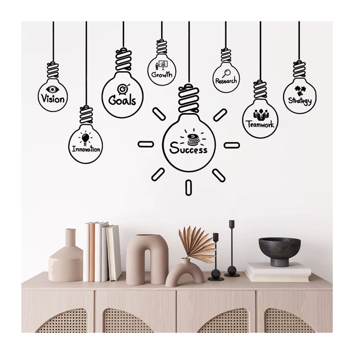 BRUP Wandaufkleber im Glühbirnen-Design für Kinderzimmer und Schlafzimmer, Schwarz, minimalistisch - Bild 3