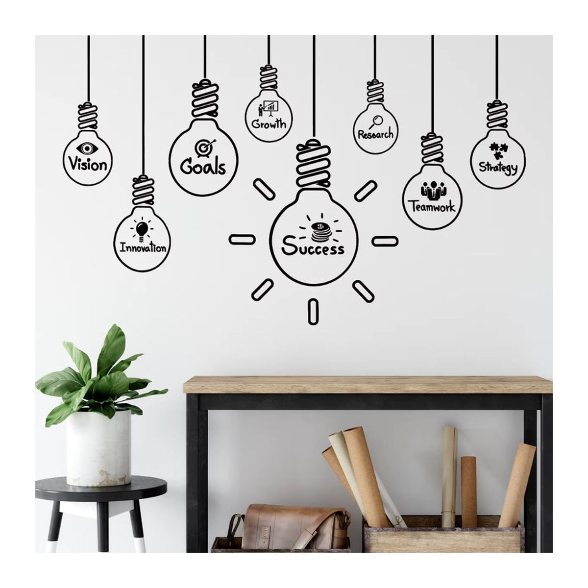 BRUP Wandaufkleber im Glühbirnen-Design für Kinderzimmer und Schlafzimmer, Schwarz, minimalistisch - Bild 4