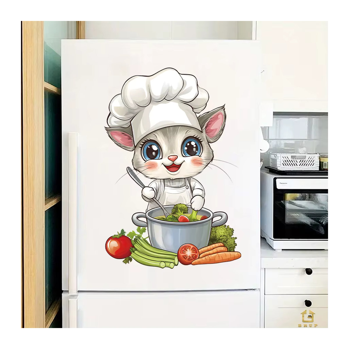 BRUP Wandaufkleber Katzenkoch mehrfarbig abnehmbare Küchendekoration und Wandkunst für Kinderzimmer - Bild 3