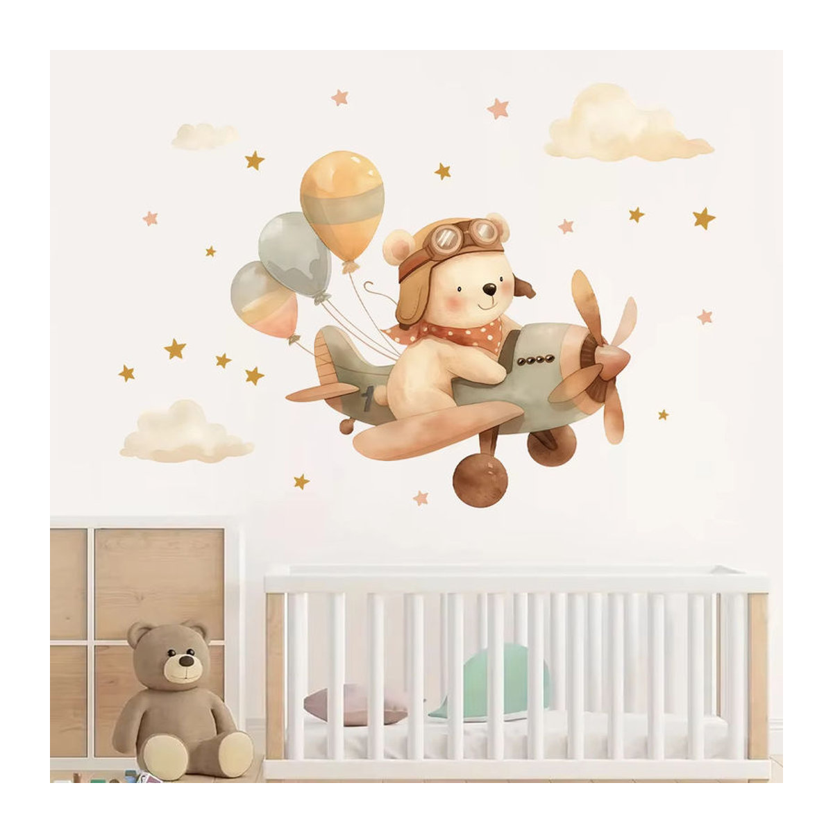 BRUP Wandaufkleber mit Cartoon Ballon Tieren und Flugzeugen für Babyzimmer und Kinderzimmer, mehrfarbig - Bild 2
