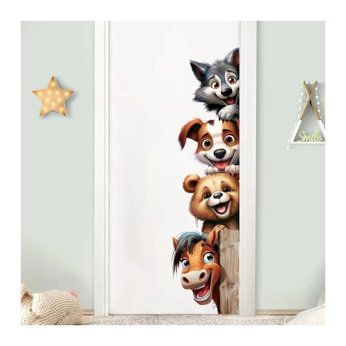 BRUP Wandaufkleber mit niedlichen Tier-Motiven für das Kinderzimmer, abnehmbare PVC Wandsticker in Mehrfarbig - Bild 1
