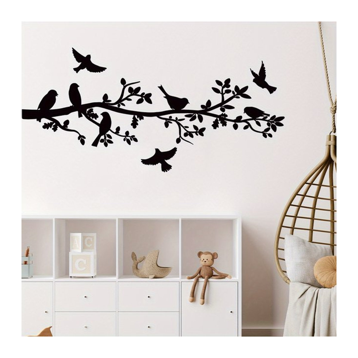 BRUP Wandaufkleber Schwarzer Zweig mit Vogel-Silhouette, minimalistische Wanddekoration, abnehmbar - Bild 1