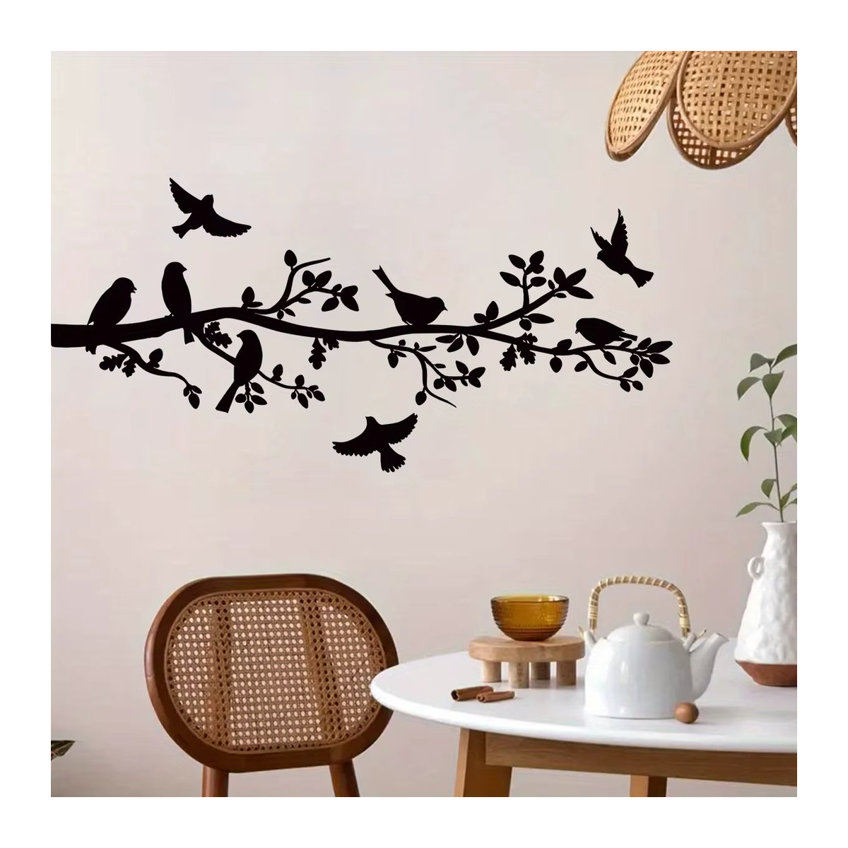 BRUP Wandaufkleber Schwarzer Zweig mit Vogel-Silhouette, minimalistische Wanddekoration, abnehmbar - Bild 2