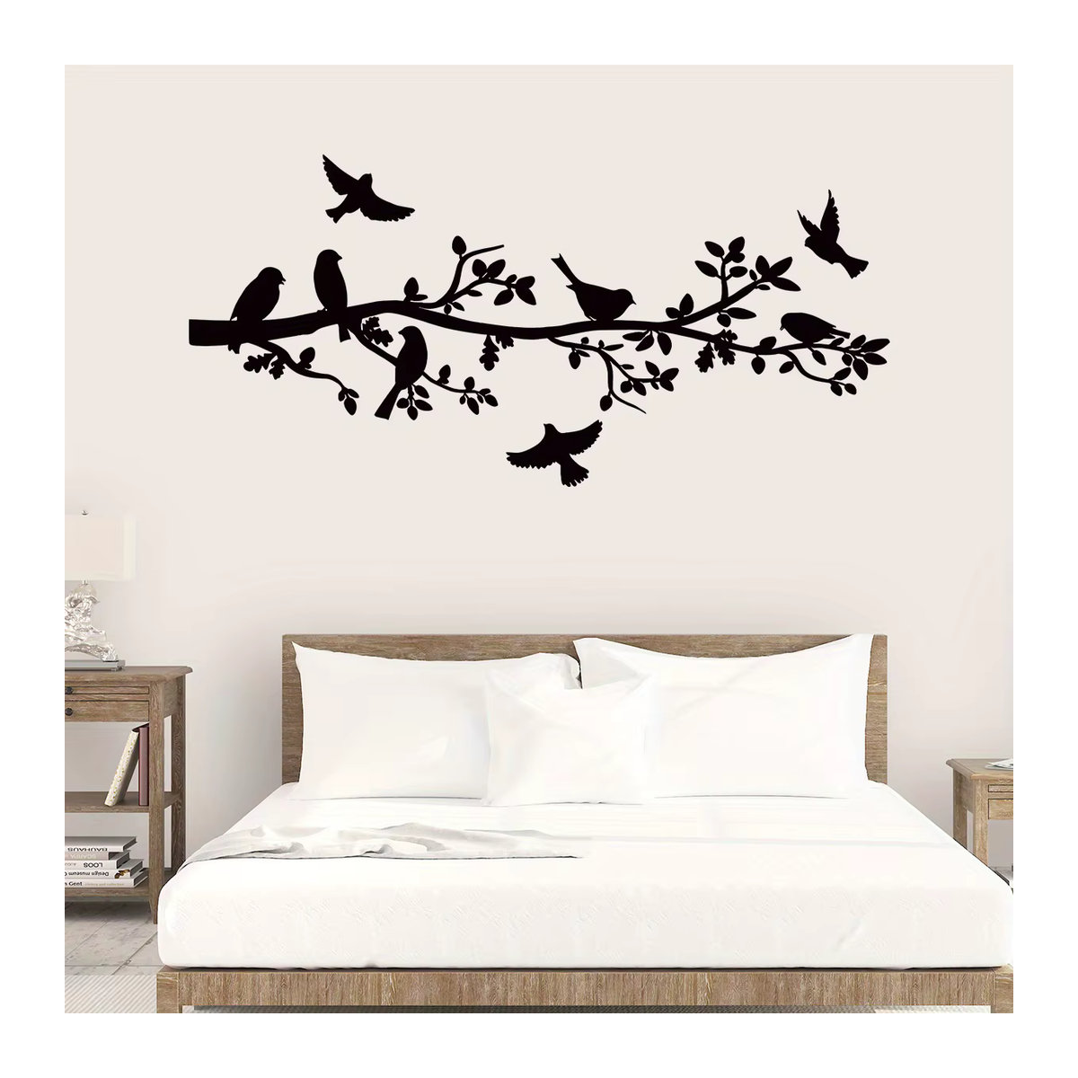 BRUP Wandaufkleber Schwarzer Zweig mit Vogel-Silhouette, minimalistische Wanddekoration, abnehmbar - Bild 4