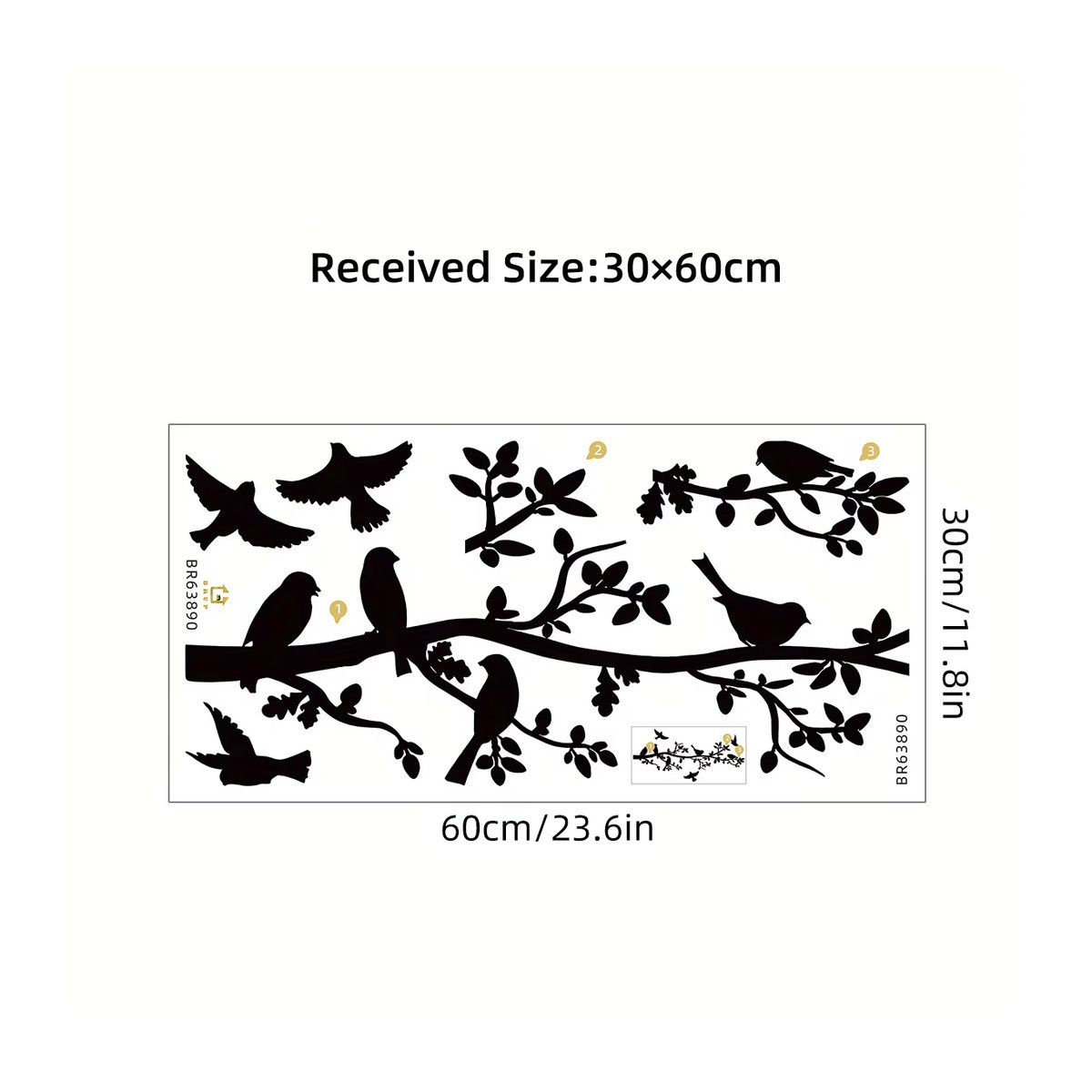 BRUP Wandaufkleber Schwarzer Zweig mit Vogel-Silhouette, minimalistische Wanddekoration, abnehmbar - Bild 5