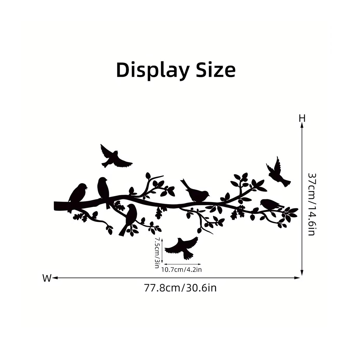 BRUP Wandaufkleber Schwarzer Zweig mit Vogel-Silhouette, minimalistische Wanddekoration, abnehmbar - Bild 6