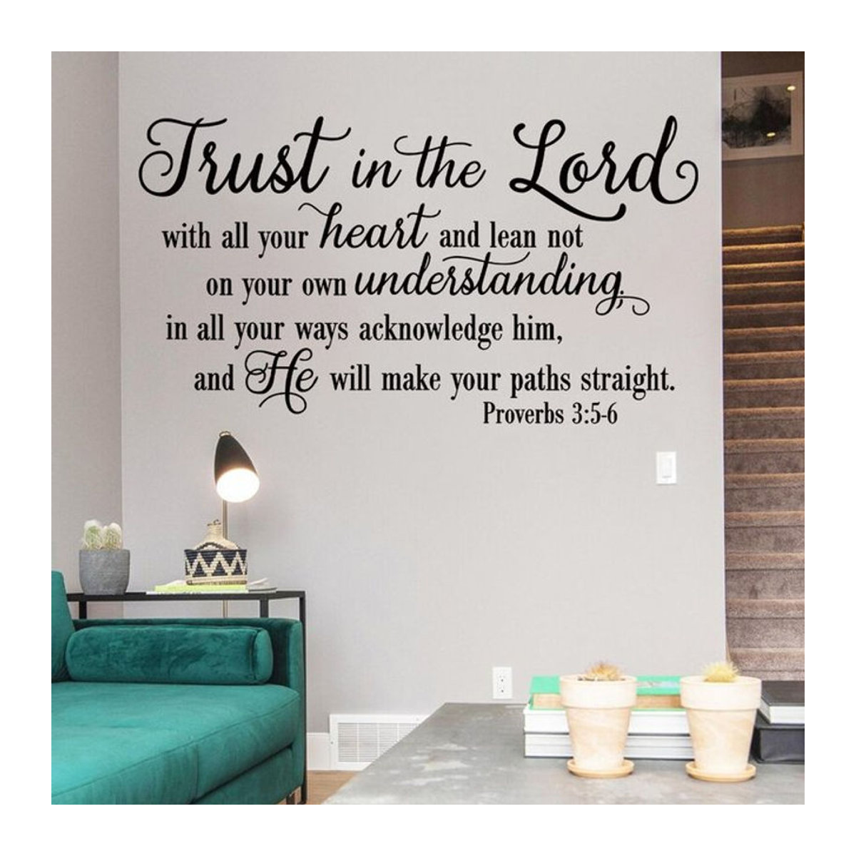 BRUP Wandaufkleber Trust in the Lord With All Your Heart in Schwarz für Kinderzimmer und Schlafzimmer - Bild 1