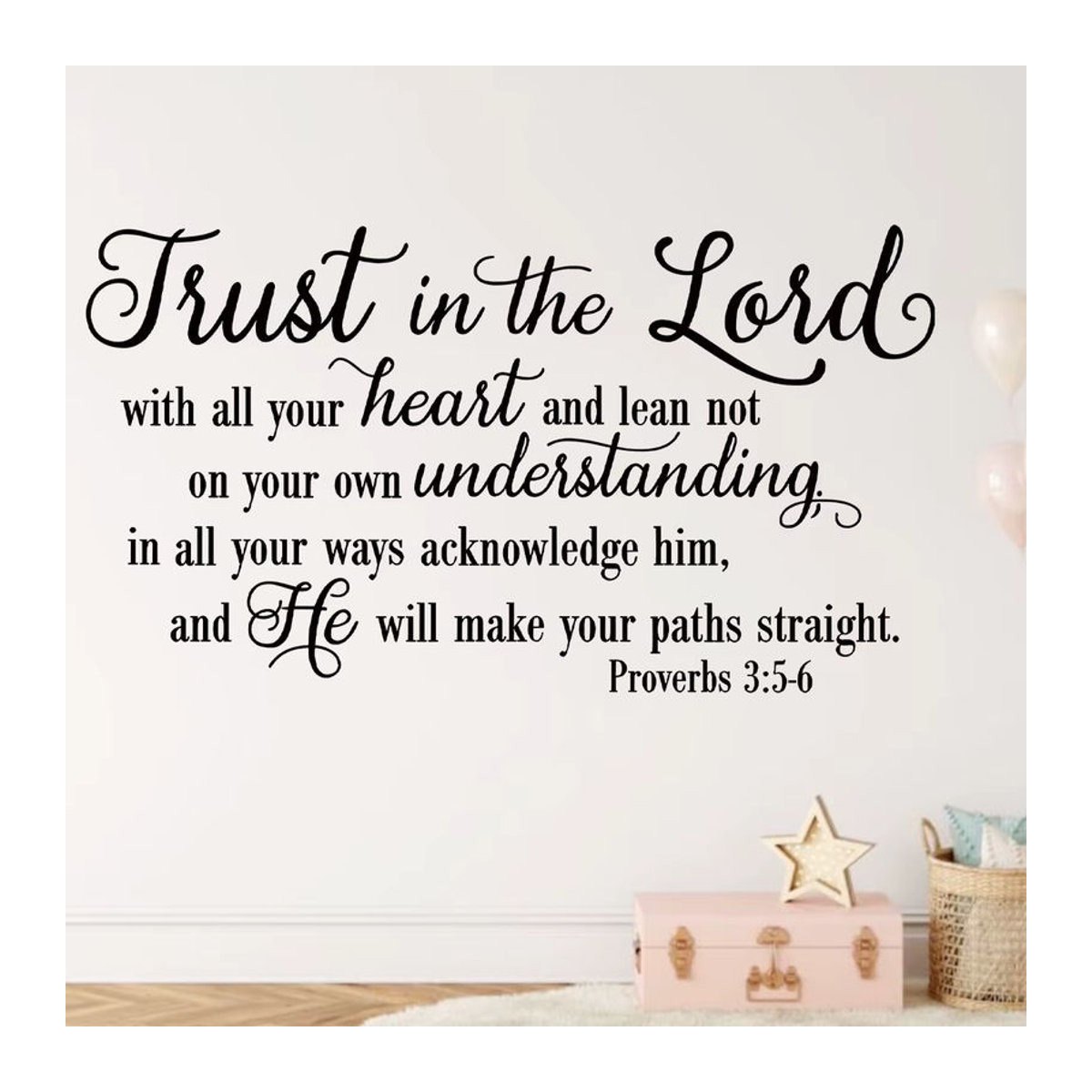 BRUP Wandaufkleber Trust in the Lord With All Your Heart in Schwarz für Kinderzimmer und Schlafzimmer - Bild 2
