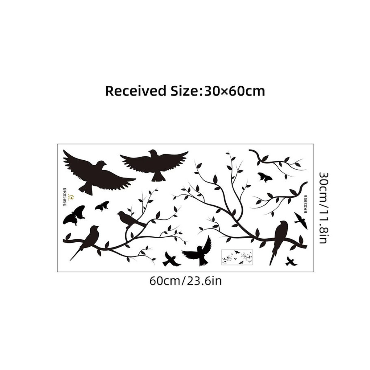 BRUP Wandaufkleber Vogel Silhouette mit Zweig in Schwarz für Kinderzimmer und Wohnzimmer zur DIY Wanddekoration - Bild 3