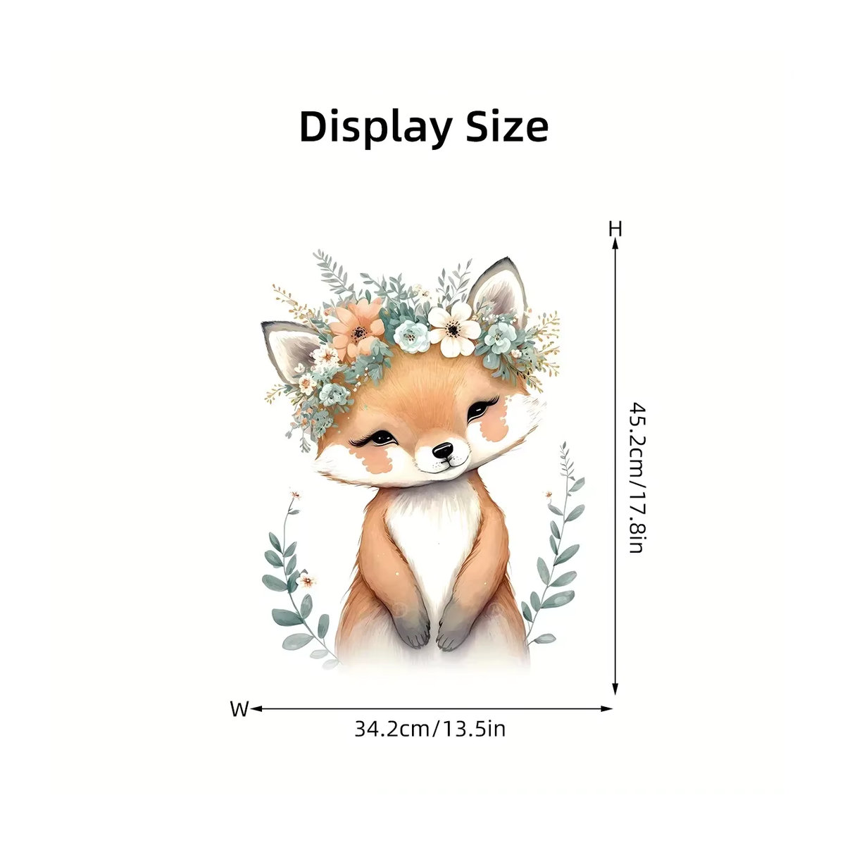 BRUP Wandtattoo Cartoon Fuchs mit Blumenkranz für Kinderzimmer und Schlafzimmer, mehrfarbig - Bild 2