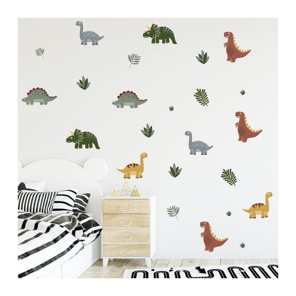 BRUP Wandtattoo Dinosaurier Cartoon Tier Motiv für Kinderzimmer Dekoration, mehrfarbig, abnehmbar - Bild 1