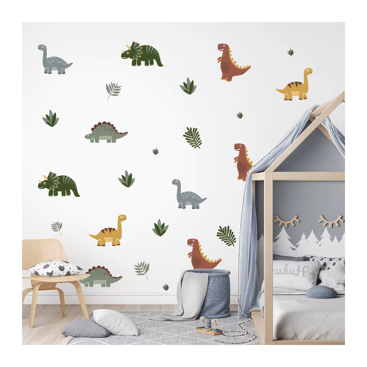 BRUP Wandtattoo Dinosaurier Cartoon Tier Motiv für Kinderzimmer Dekoration, mehrfarbig, abnehmbar - Bild 2