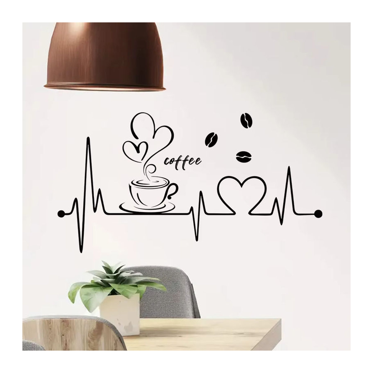 BRUP Wandtattoo EKG-Muster mit Herzen in Schwarz aus PVC für Wohnzimmer, Schlafzimmer und Küche - Bild 5