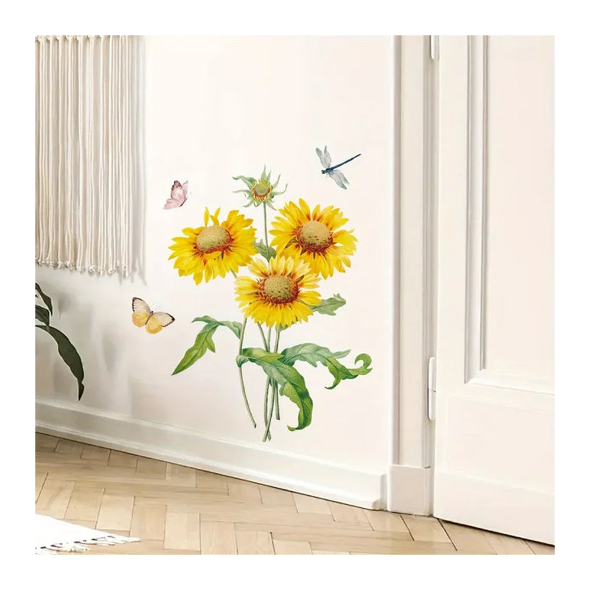 BRUP Wandtattoo Sonnenblumen und Schmetterlinge im Aquarell-Design, mehrfarbig, florale Wanddekoration für Kinderzimmer und Wohnzimmer - Bild 1