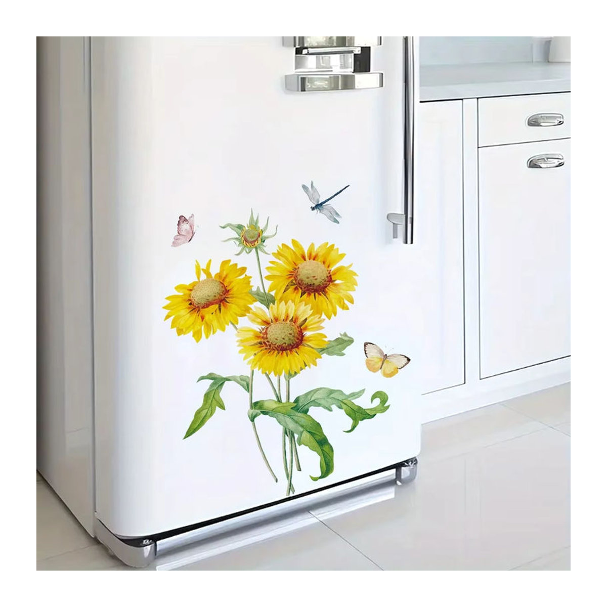 BRUP Wandtattoo Sonnenblumen und Schmetterlinge im Aquarell-Design, mehrfarbig, florale Wanddekoration für Kinderzimmer und Wohnzimmer - Bild 3