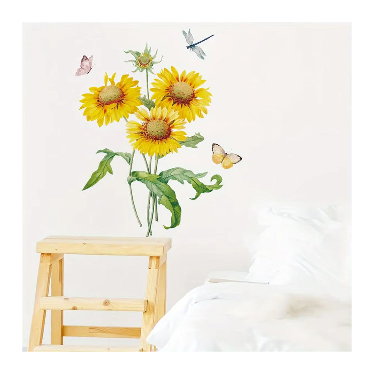 BRUP Wandtattoo Sonnenblumen und Schmetterlinge im Aquarell-Design, mehrfarbig, florale Wanddekoration für Kinderzimmer und Wohnzimmer - Bild 4