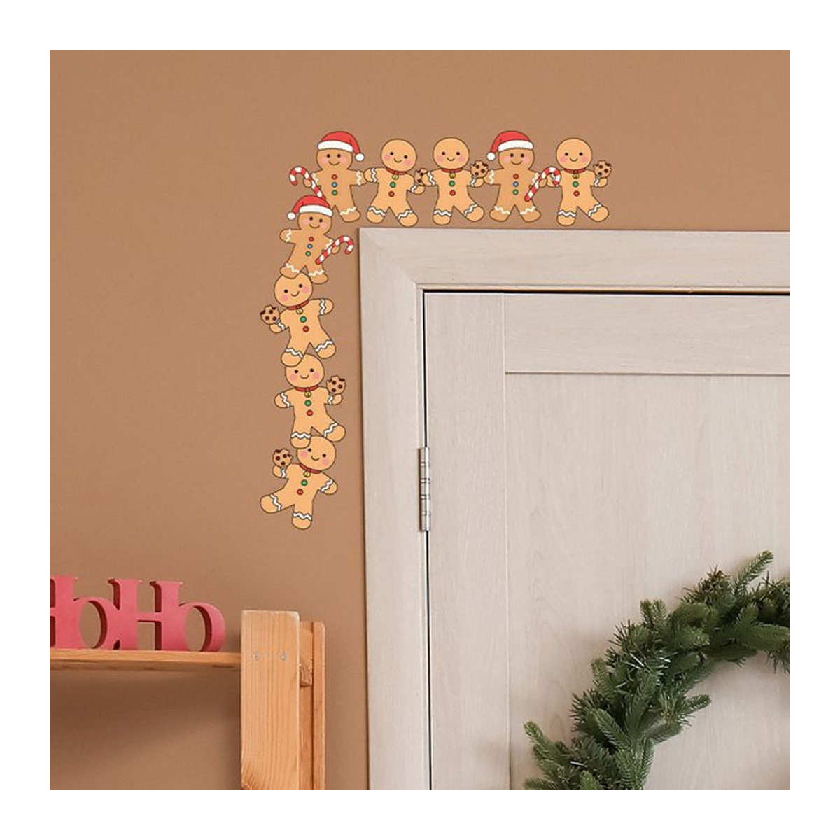 BRUP Weihnachten Lebkuchenmann Wandaufkleber aus Kunststoff in Braun für Türrahmen und Wohnzimmer - Bild 1