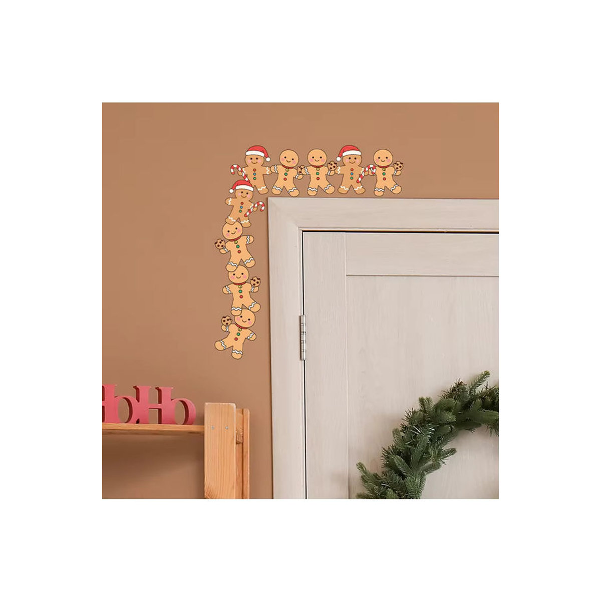 BRUP Weihnachten Lebkuchenmann Wandaufkleber aus Kunststoff in Braun für Türrahmen und Wohnzimmer - Bild 3