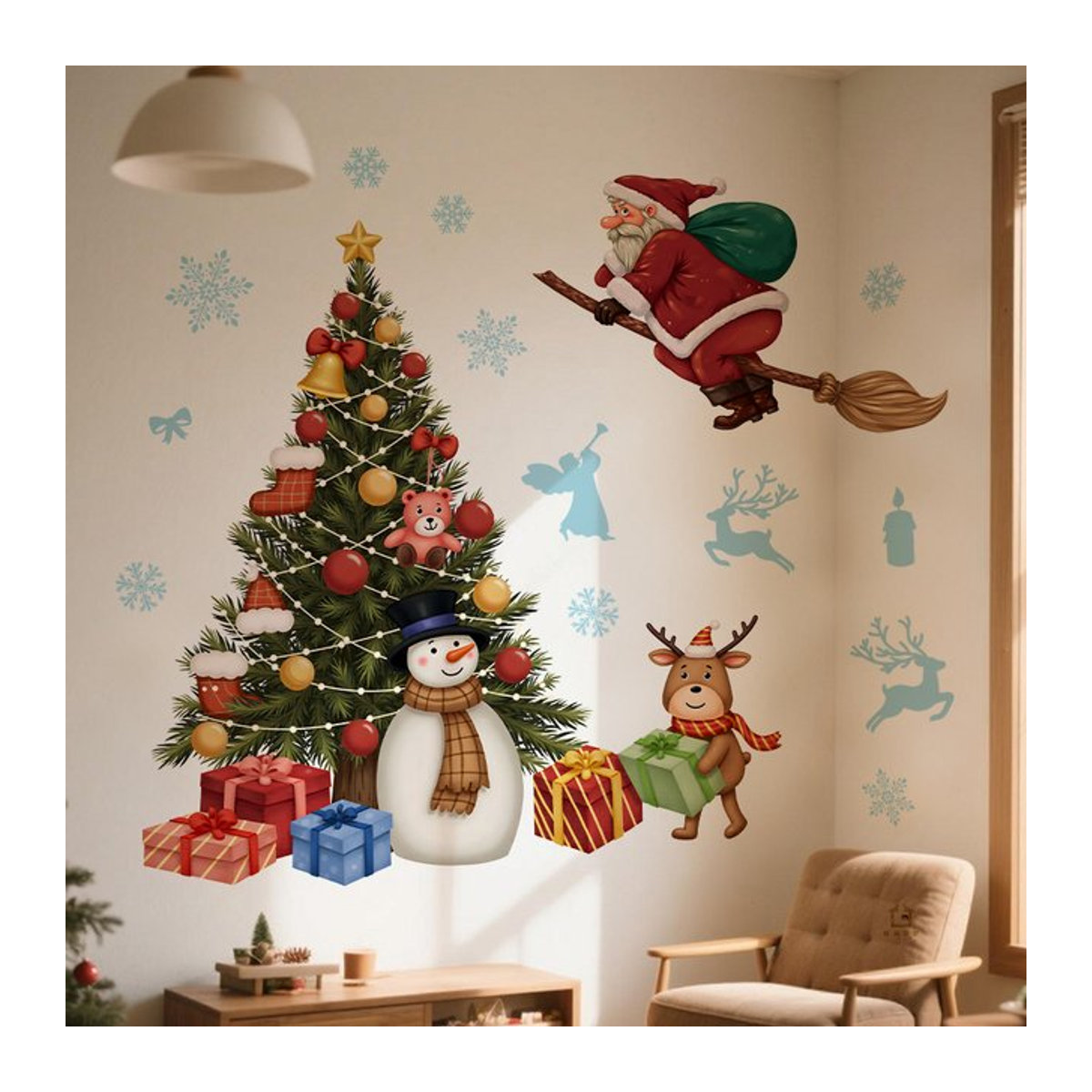 BRUP Weihnachts-Wandaufkleber aus PVC in Mehrfarbig für Wohnzimmer, Schlafzimmer und Flur - Bild 1