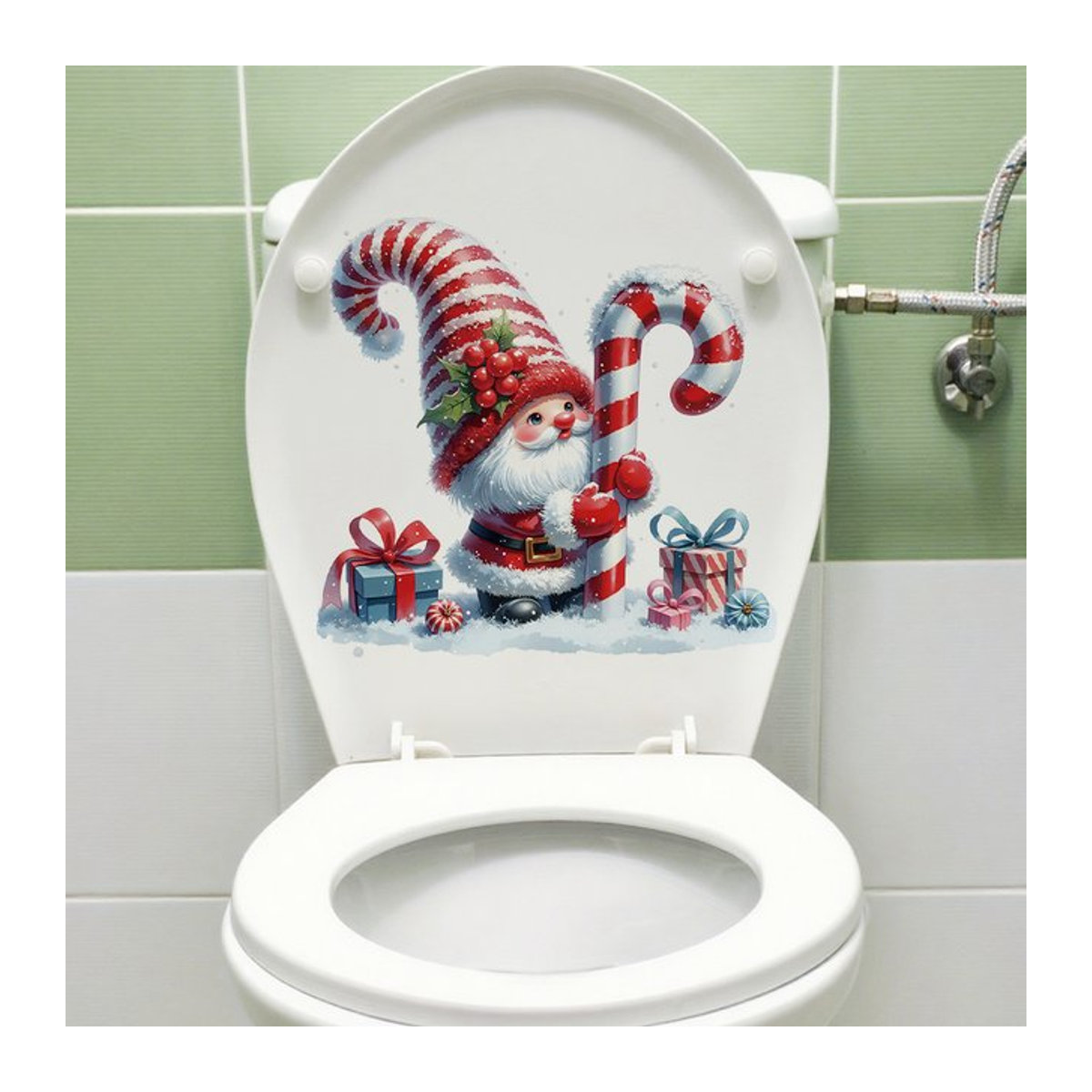 BRUP Weihnachts WC Aufkleber aus PVC für Badezimmer und Wohnzimmer, mehrfarbig, Cartoon Design für Kinder - Bild 1