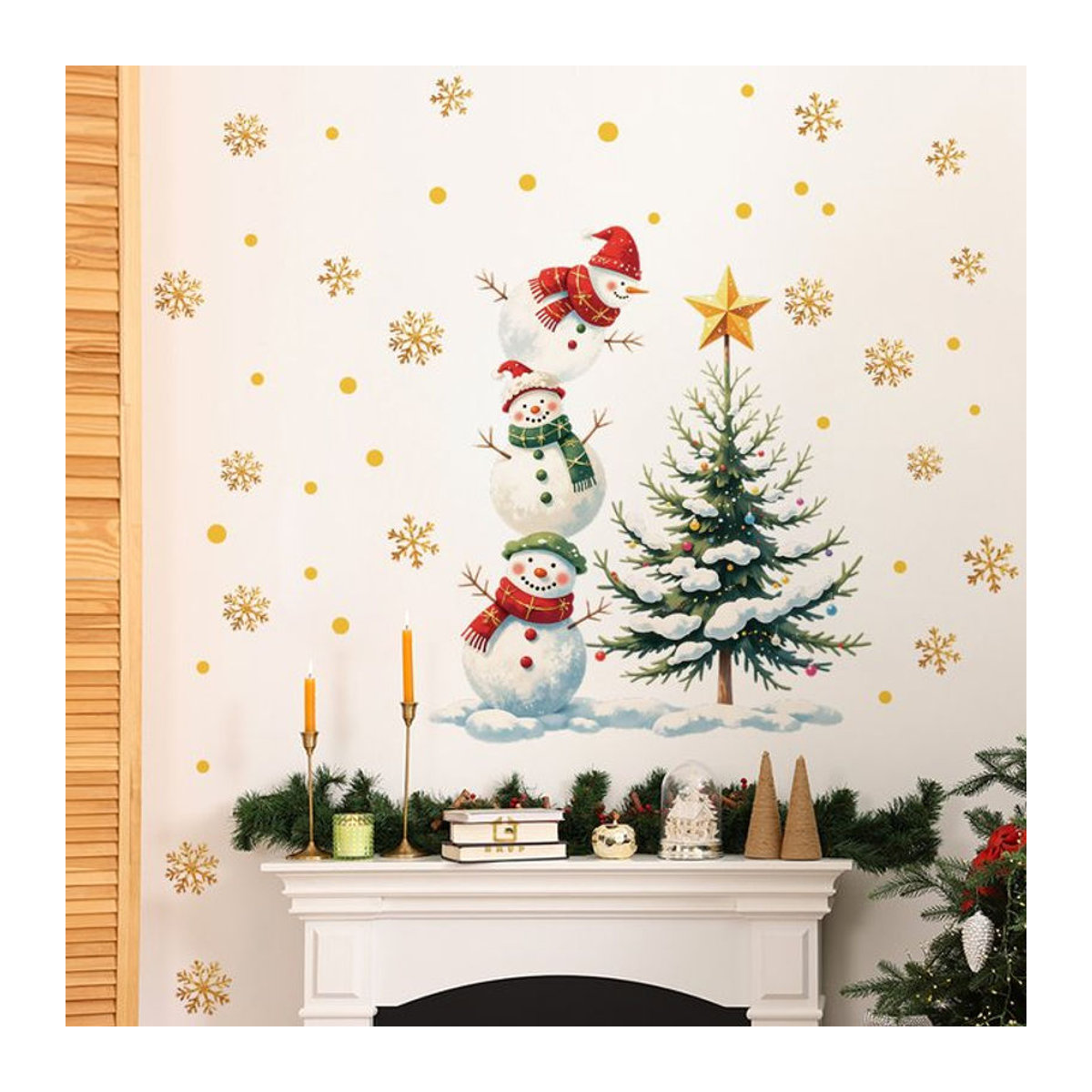 BRUP Weihnachtsschneemann Wandaufkleber aus Kunststoff, mehrfarbiges Wandtattoo für die Weihnachtsdekoration - Bild 1