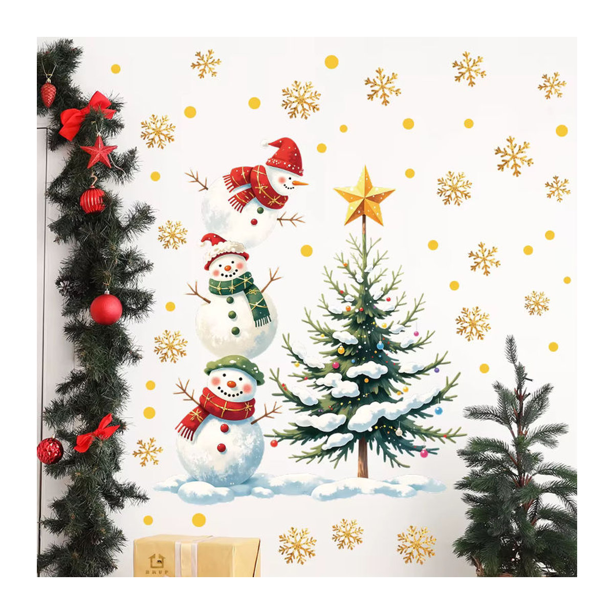 BRUP Weihnachtsschneemann Wandaufkleber aus Kunststoff, mehrfarbiges Wandtattoo für die Weihnachtsdekoration - Bild 2
