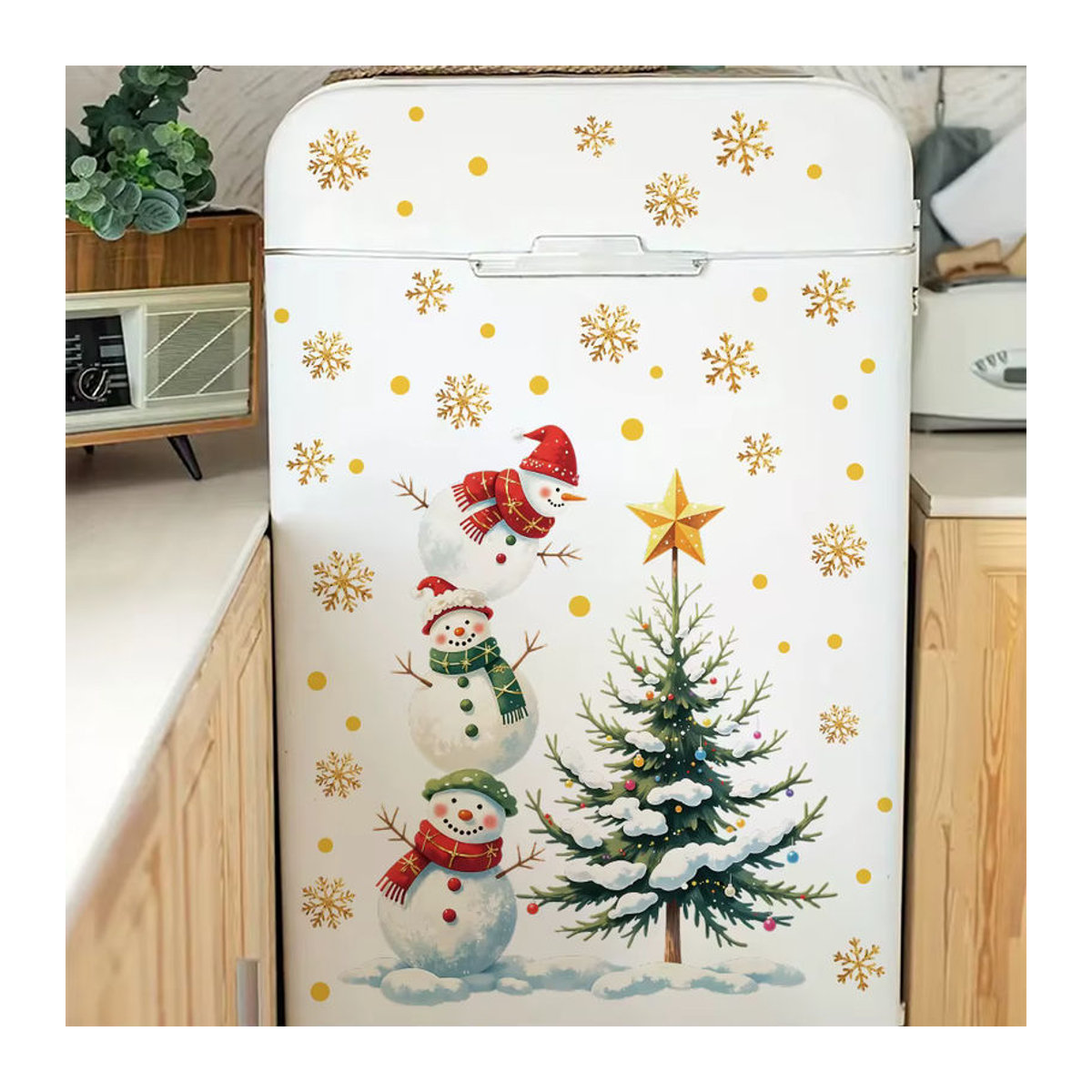 BRUP Weihnachtsschneemann Wandaufkleber aus Kunststoff, mehrfarbiges Wandtattoo für die Weihnachtsdekoration - Bild 5