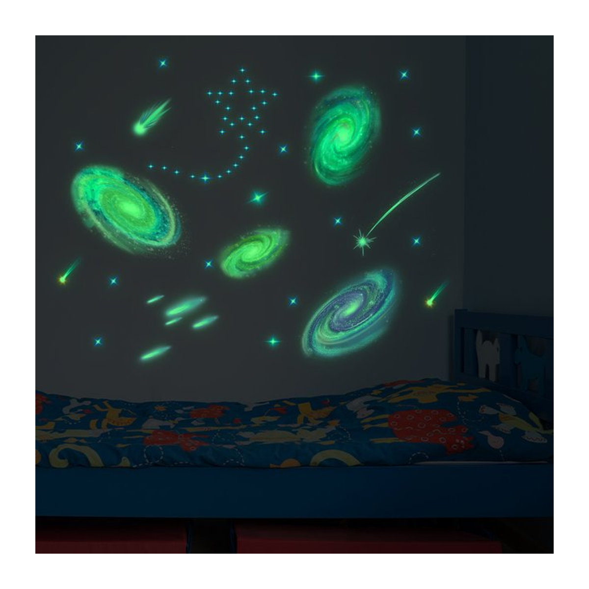 BRUP Weltraum-Wandaufkleber für Kinderzimmer, grün, im Dunkeln leuchtende Astronomie-Raumdekoration mit Sonnensystem-Motiv - Bild 1