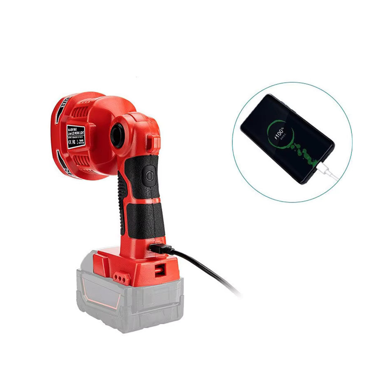 BSIDE Tragbare 12 W LED-Arbeitsleuchte für Milwaukee 18 V Li-Ion-Akku mit 4 LED-Leuchten zur Außenbeleuchtung - Bild 4