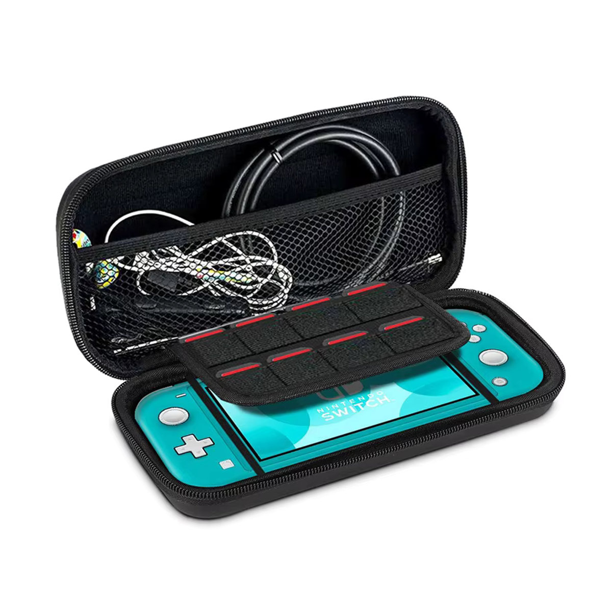 BUBM Tragbare Mini EVA Schutzhülle für Nintendo Switch Lite in Schwarz mit stoßfestem PU-Design - Bild 2