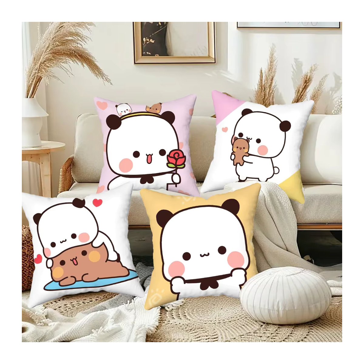 Bubu Dudu Kissenbezug mit niedlichem Cartoon-Bär für Wohnzimmer, Schlafzimmer und Sofa als ideale Heimdekoration oder Geschenk für Kinder - Bild 2