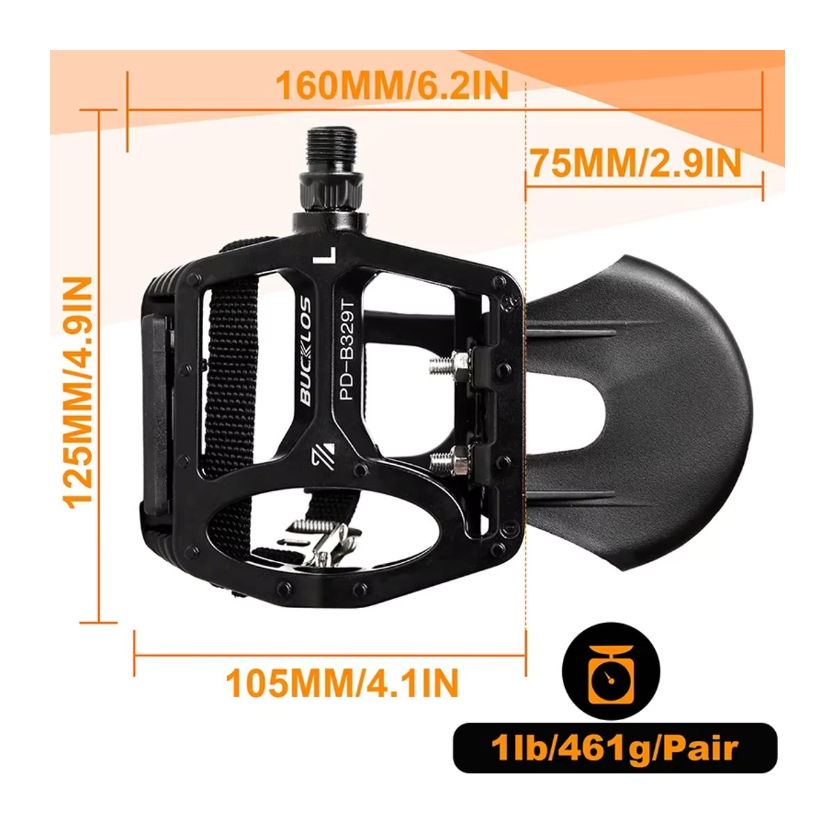 BUCKLOS PD-B329T Indoor Spinning Bike Pedale mit Zehenclip in Schwarz, 9/16 Zoll Mountainbike Pedal für dein Heimtraining - Bild 3