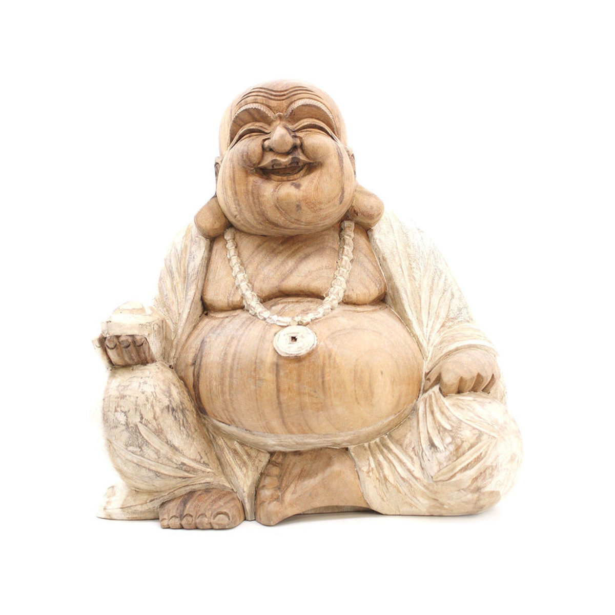Buddha-Statue SHAMTAM aus Suar-Holz in Weiß und Braun, Höhe: 40 cm - Bild 2