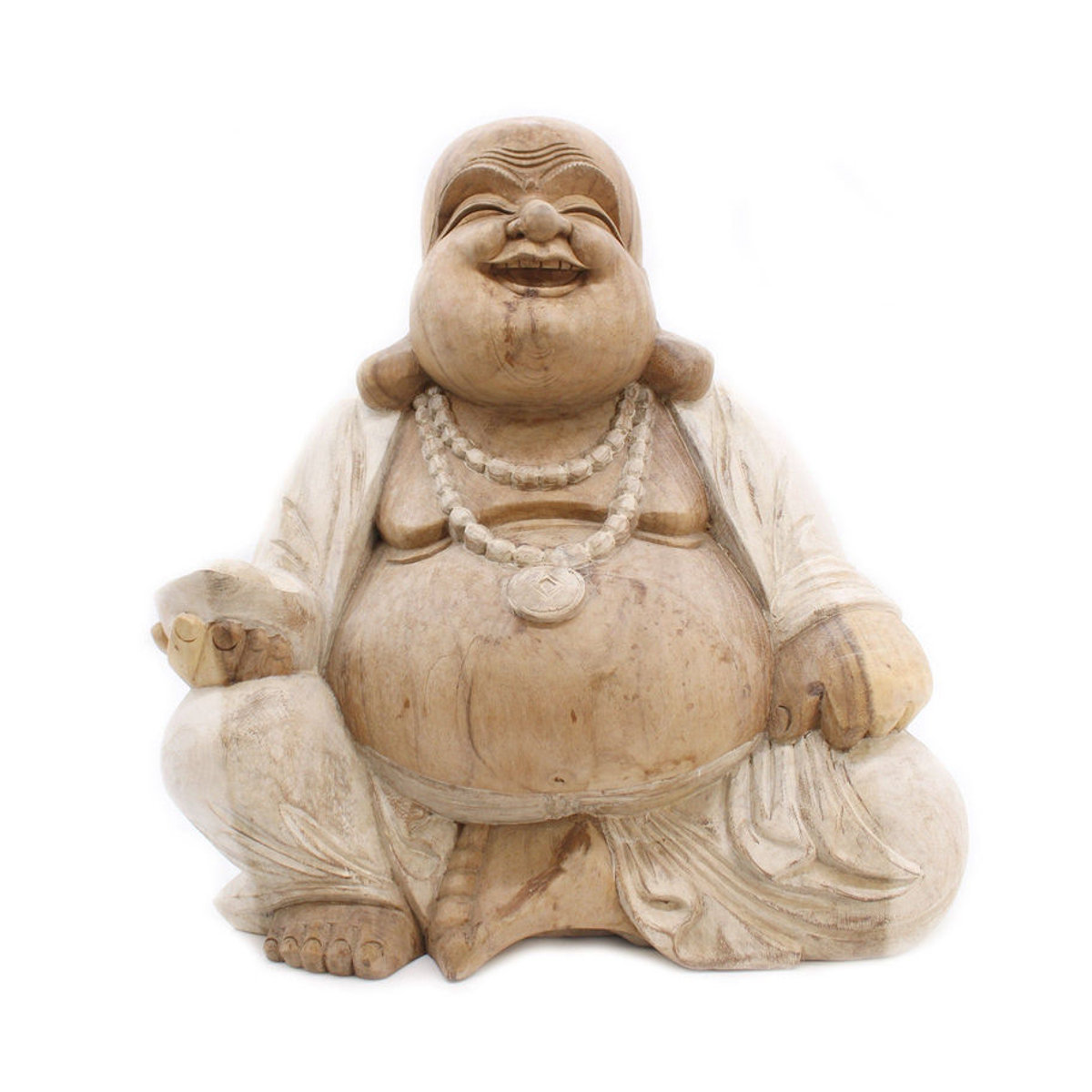 Buddha-Statue SHAMTAM aus Suar-Holz in Weiß und Braun, Höhe: 50 cm - Bild 2