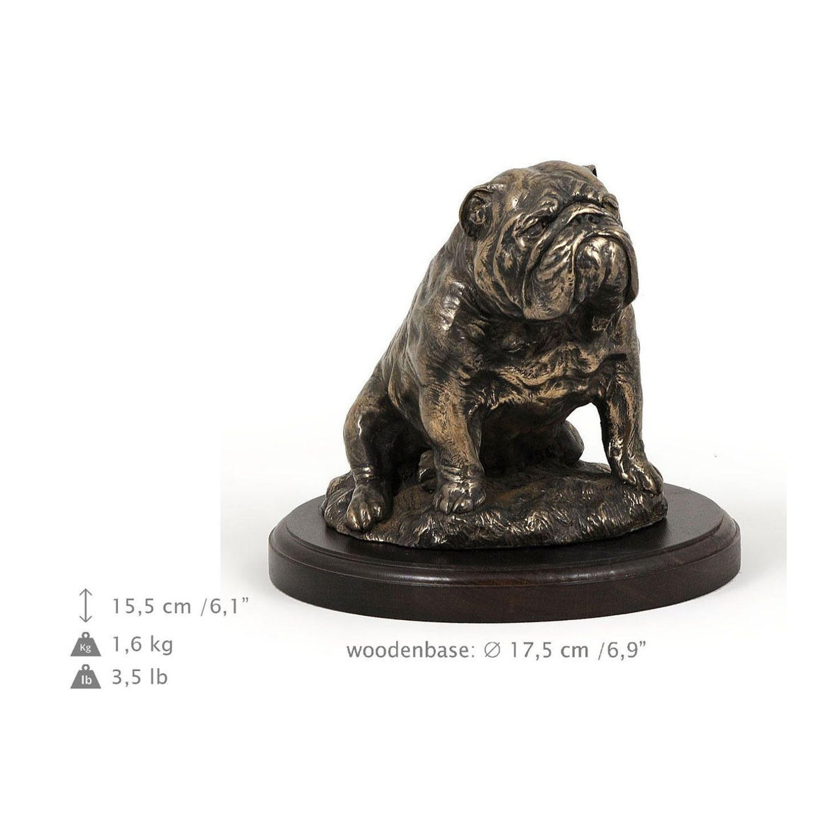 Bulldog II Hundestatue von Art-Dog in Braun als klassische Dekofigur für dein Büro oder als Trophäe - Bild 4