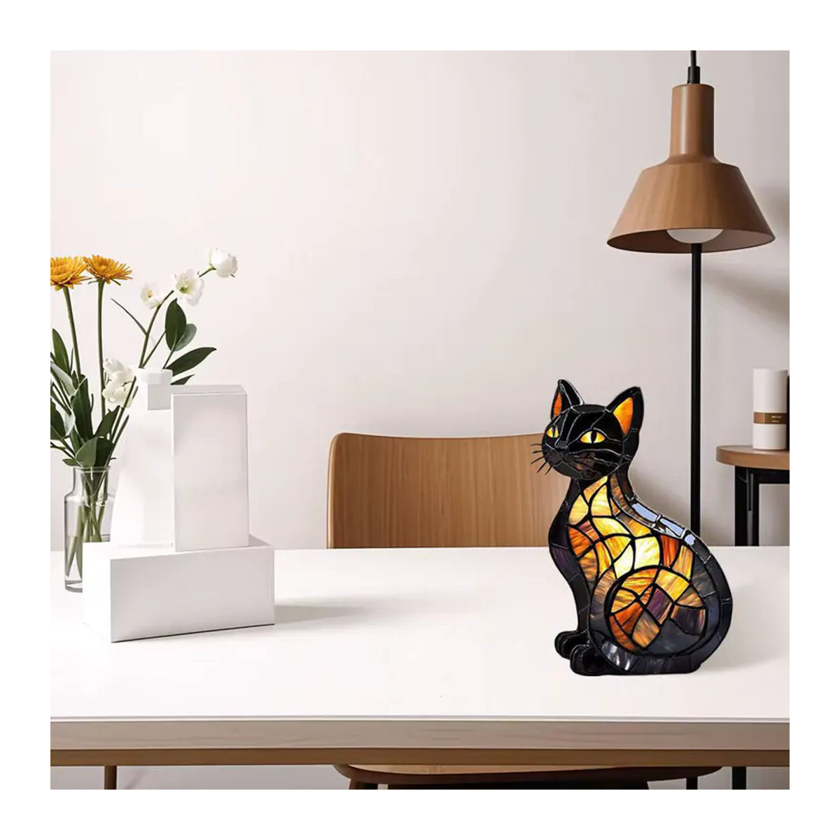 Bunte 3D Katze LED Nachtlicht aus Glas als dekoratives Ornament für Schlafzimmer und Kinderzimmer - Bild 4
