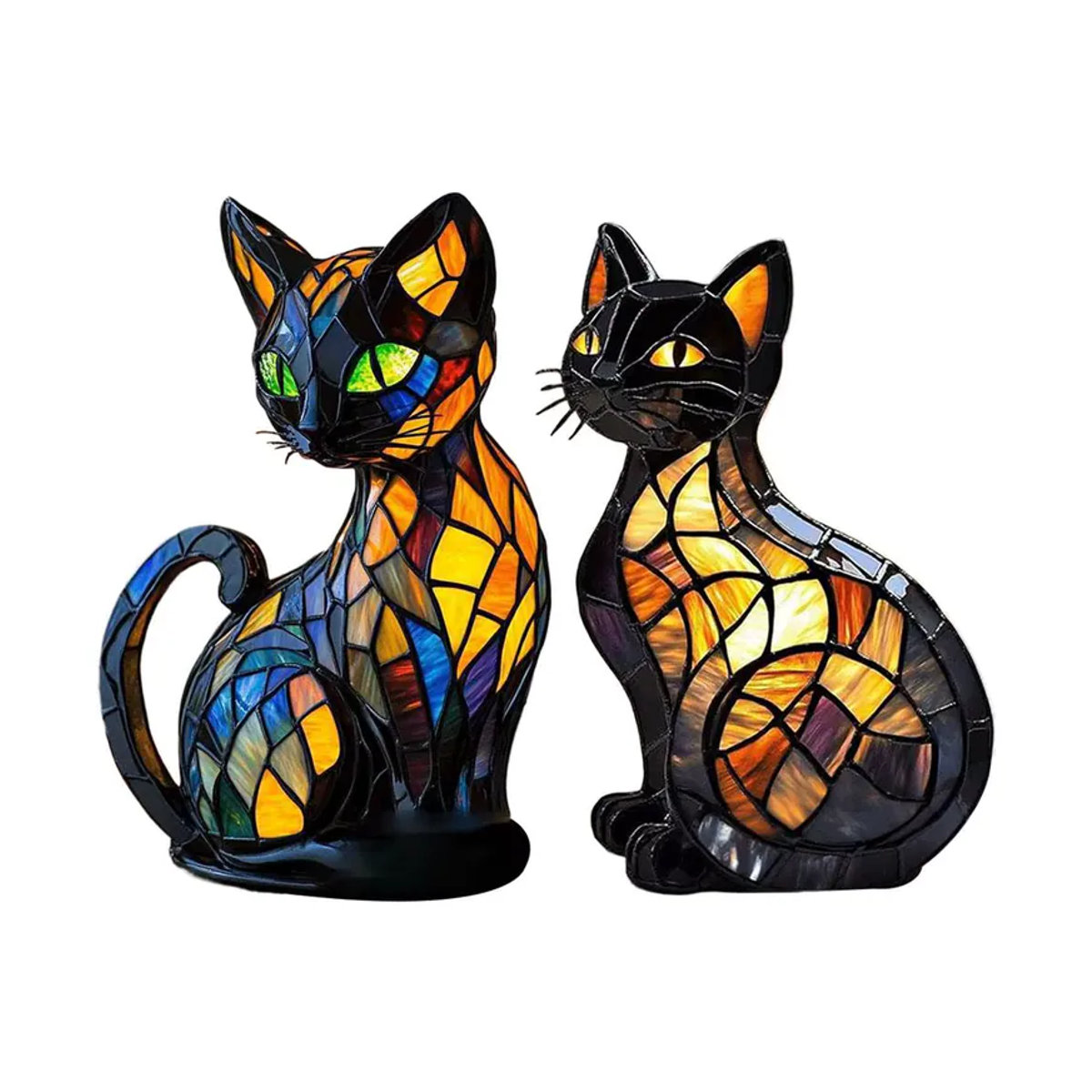 Bunte 3D Katze LED Nachtlicht aus Glas als dekoratives Ornament für Schlafzimmer und Kinderzimmer - Bild 5